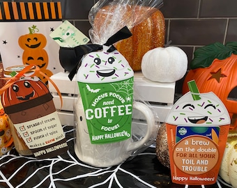 Halloween koffie cadeau kaart houder, leraar cadeau, personeel cadeau, Halloween koffie, baas dag cadeau, instant digitale download