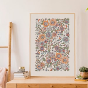 Australian, Native, Floral, Flowers, Waratah, Drawing, Art Print, Botanical, Flannel Flowers, Light background, Art print