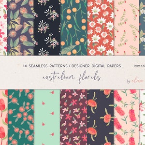 Australian, Native, Floral, Seamless Patterns, digital paper, printable, Pattern, scrapbook paper, clip art, download