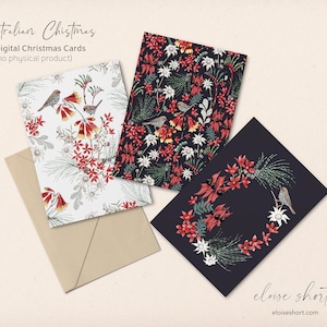 Digitale kerstkaarten, digitale kaarten, afdrukbare kaarten, digitale download, downloadbare kaart, digitale kaart, Australische, inheemsen, botanische,