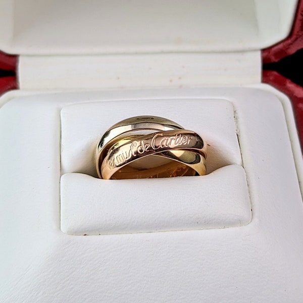 Vintage Les Must de Cartier Trinity ring, 18ct gold, boxed