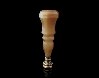 Antieke Agaat en gouden bureauzegel, waszegel, Chalcedoon