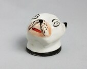 Antique Staffordshire pug, 18th century, pug head, Staffordshire ceramics