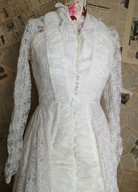Vintage French Wedding Dress Lace And Chiffon Wedding Gown Etsy