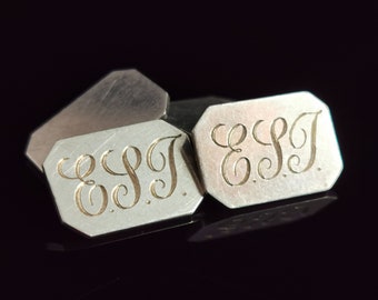 Vintage sterling silver cufflinks, engraved