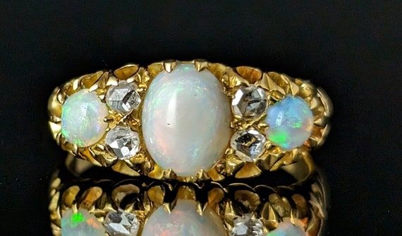 Antique Opal and diamond ring, 18ct gold, Edwardi… - image 1