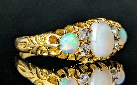 Antique Opal and diamond ring, 18ct gold, Edwardi… - image 2