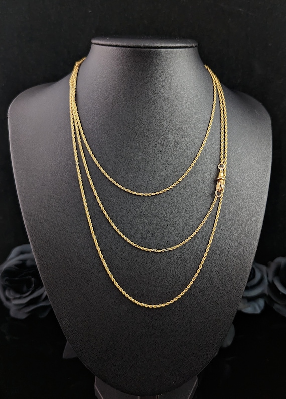 Antique 15ct gold long chain necklace, longuard, R