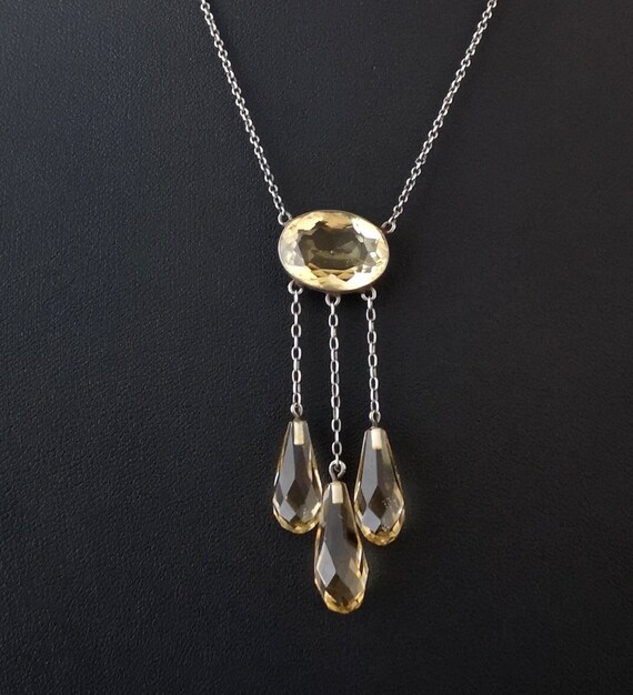 Antique Art Nouveau citrine drop necklace