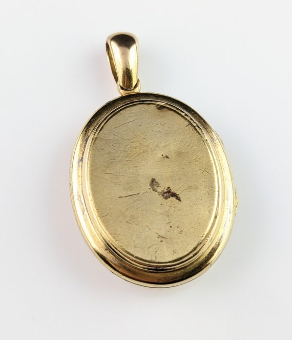 Antique 18ct gold Mourning locket, black enamel c… - image 9