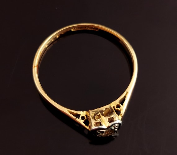 Vintage Diamond heart ring, 18ct gold and platinum - image 10