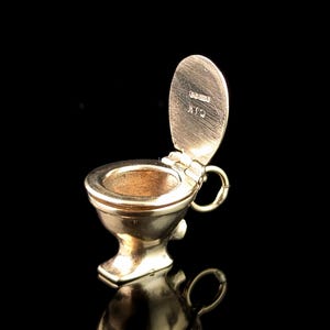 Vintage 9ct gold toilet pendant, Articulated, lavatory, Mid century
