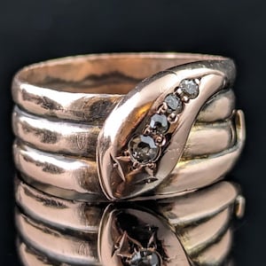 Antique Diamond snake ring, 9ct rose gold