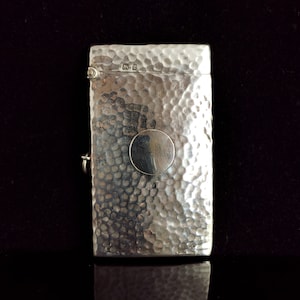 Antique silver card case, Hammered, Edwardian