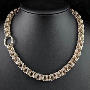 Antique Victorian silver collar necklace, chunky rolo link