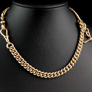 Reserved - Antique 9ct gold Albert chain, watch chain, necklace, Heavy