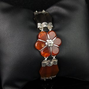 Victorian Scottish agate and Silver bracelet, floral