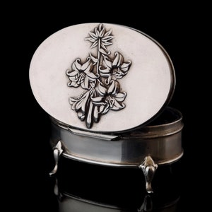 Antique silver jewellery casket, jewellery box, Art Nouveau
