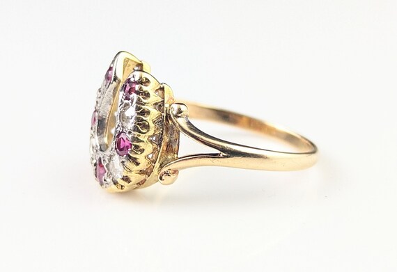 Antique Ruby and Diamond horseshoe ring, 18ct yel… - image 7