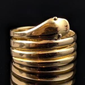 Antique 18ct gold coiled snake ring, Victorian