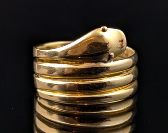 Reserved: Antique 18ct gold coiled snake ring, Victorian