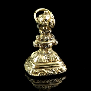 Antique Georgian seal fob pendant, rolled gold, crystal