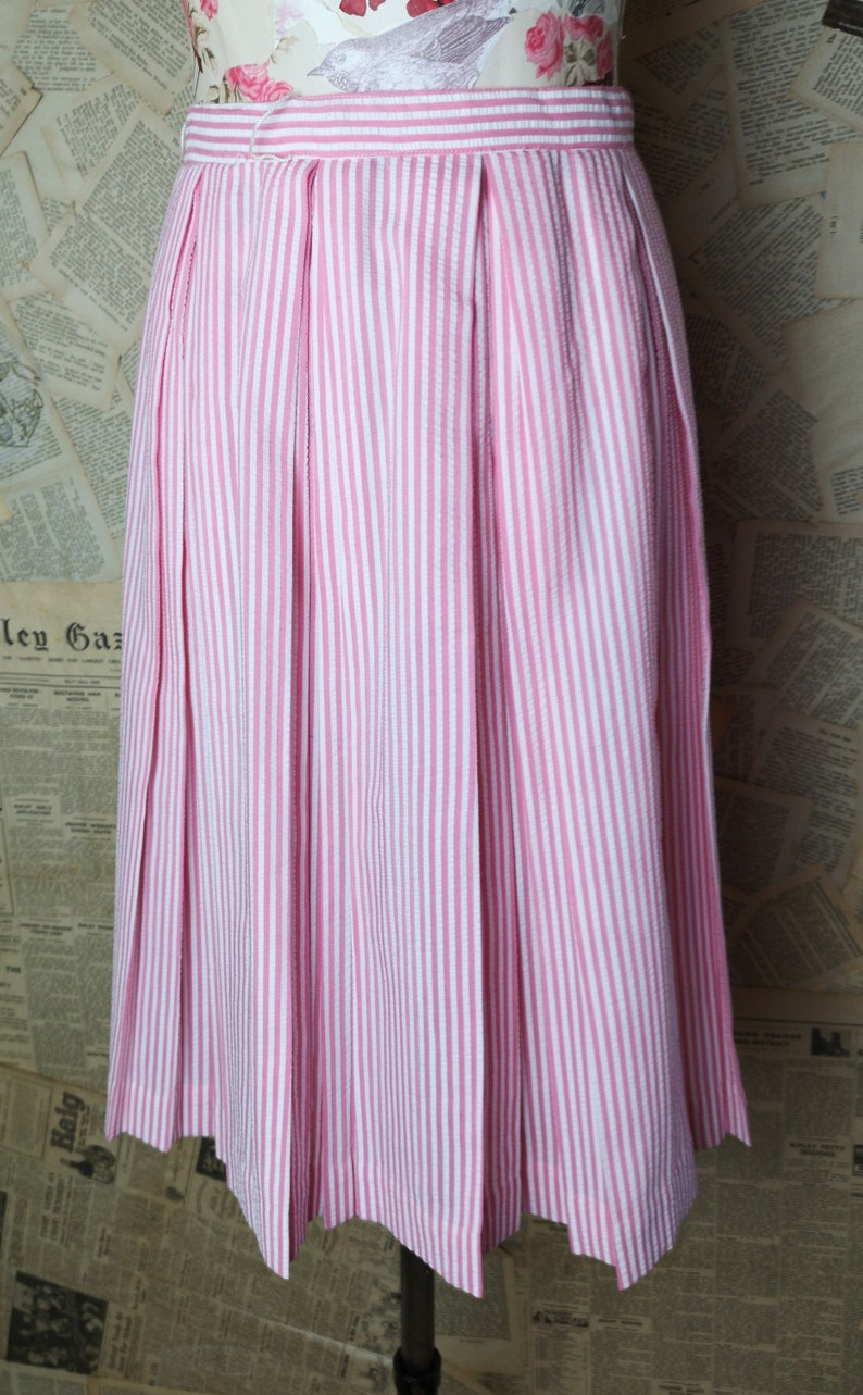 pink and white candy stripe full Vintage 50/'s box pleat skirt