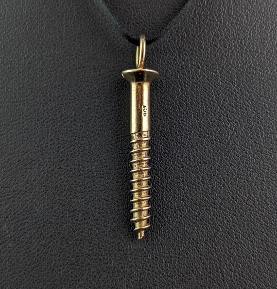 Vintage 9ct gold screw pendant, Mid century