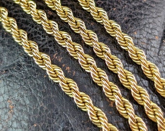 Vintage 9ct yellow gold rope twist chain necklace