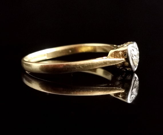 Vintage Diamond heart ring, 18ct gold and platinum - image 3