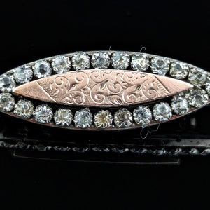 Victorian silver paste brooch, rose gold, engraved