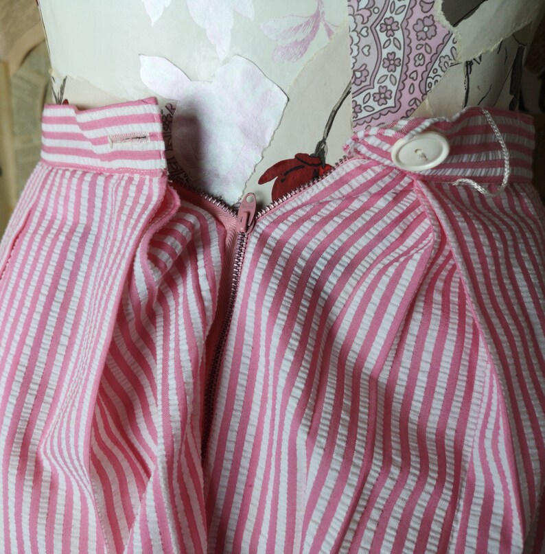 pink and white candy stripe full Vintage 50/'s box pleat skirt