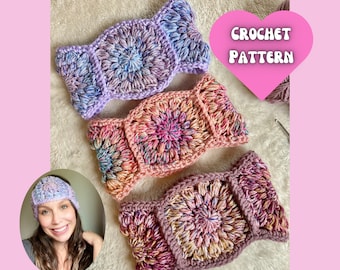 Granny Square Crochet Pattern | Ear Warmer Pattern | Crochet Headband | Beginner Crochet Pattern | PDF Pattern | Easy Crochet Pattern