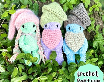 Patrón de crochet de gnomos de jardín: Amigurumi principiante (Patrón PDF)