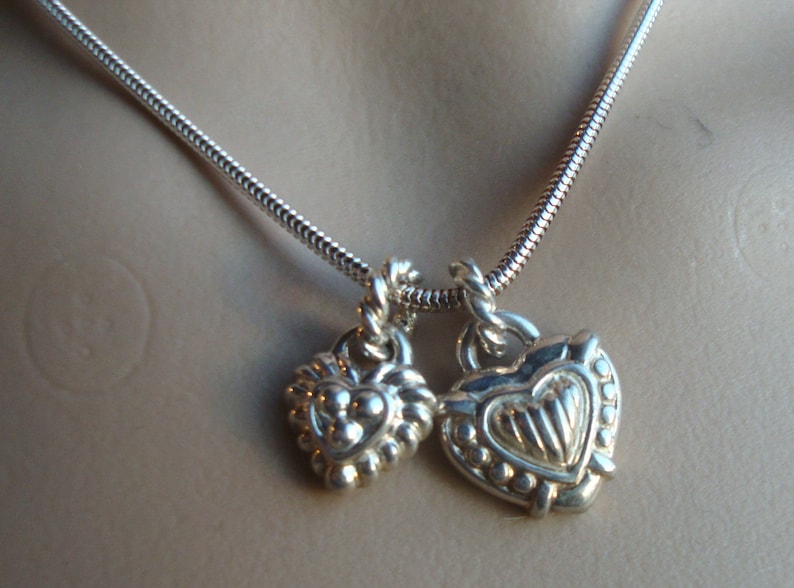 Vintage Judith Ripka Sterling Silver 925 Double Heart Pendant Retired Necklace JR1122
