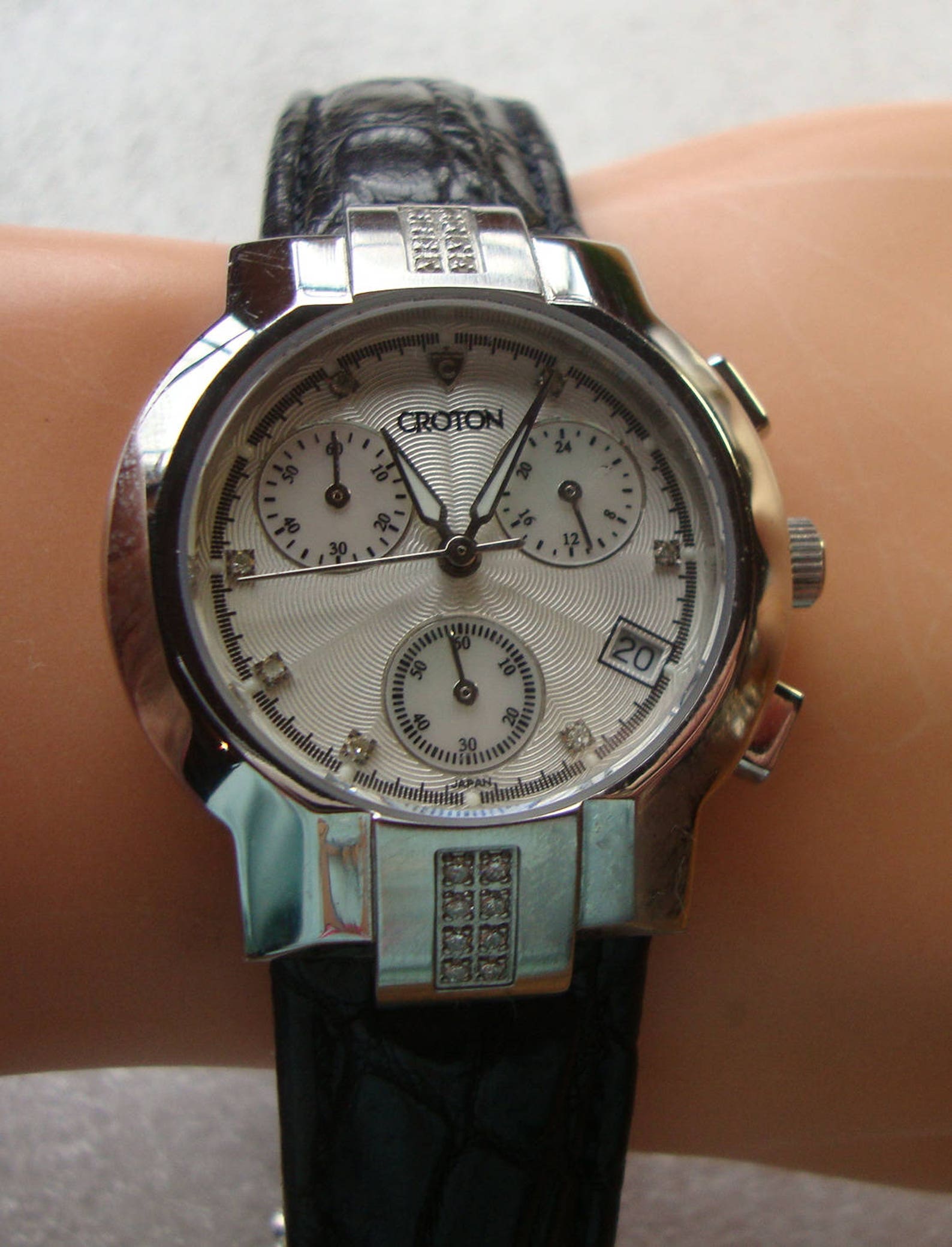 Vintage Croton Diamond Watch 10 CTM 330 Feet Black Crocodile Etsy