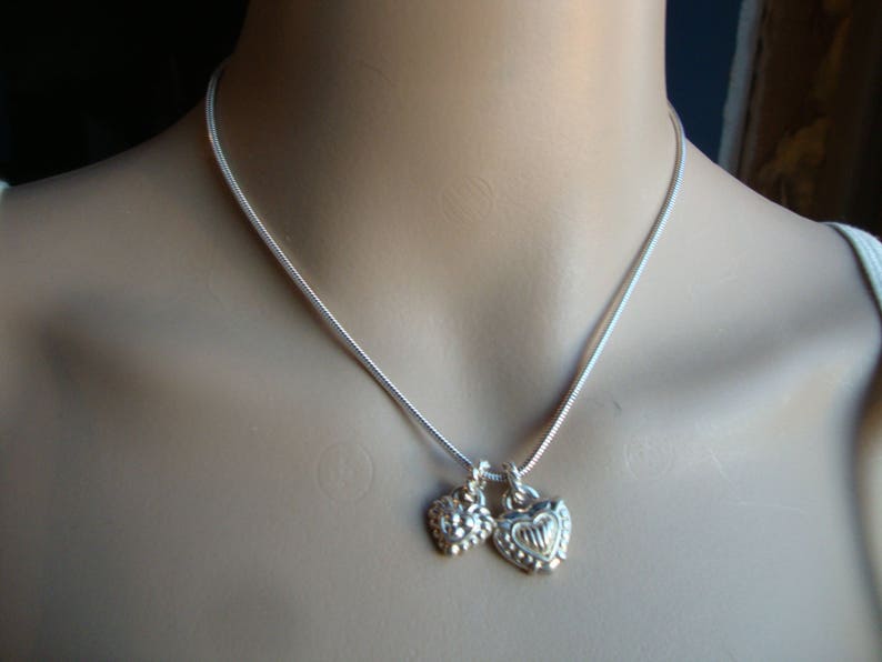 Vintage Judith Ripka Sterling Silver 925 Double Heart Pendant Retired Necklace JR1122