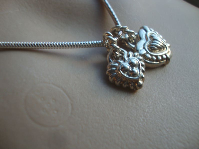 Vintage Judith Ripka Sterling Silver 925 Double Heart Pendant Retired Necklace JR1122