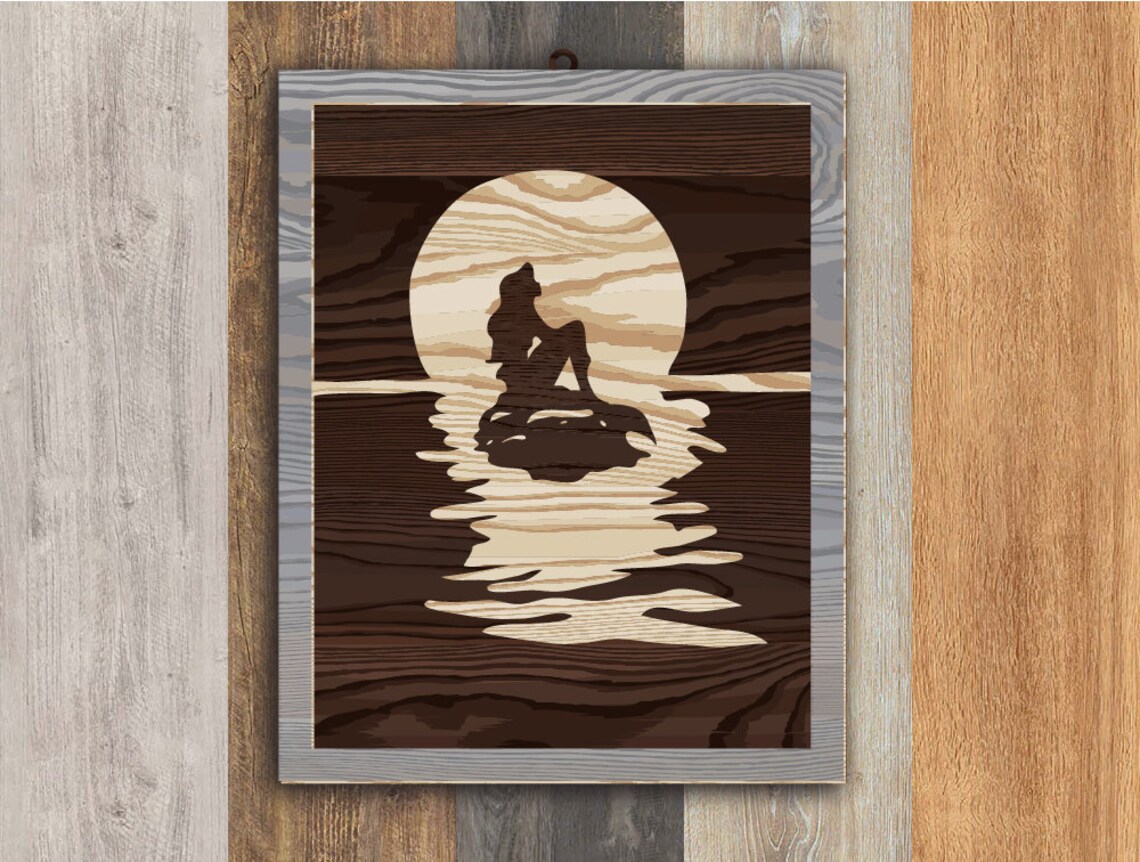 Download Mermaid ARIEL Picture SVG laser cut files for Glowforge ...
