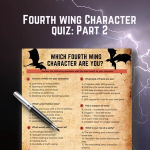 Which Fourth Wing Character Are You? PART 2 | Printable Bookish Personality Quiz | Fourth Wing Party Game | Digital Download