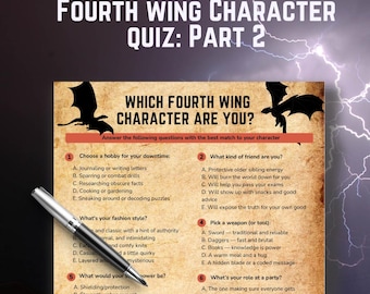 Fourth Wing Character Quiz: Printable Bookish Party Game (Digital Download)