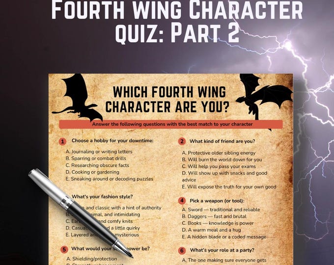 Fourth Wing Printable Map.pdf Fourth Wing Character Quiz: Printable Bookish Party Game (digital ...