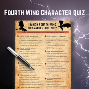 Which Fourth Wing Character Are You? | Printable Bookish Personality Quiz | Fourth Wing Party Game | Digital Download