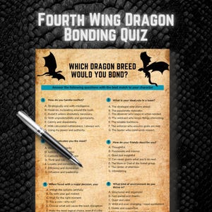 Which Dragon Breed Would Choose You? | Fourth Wing Inspired Printable Party Quiz | Empyrean Series Personality Test | Digital Download