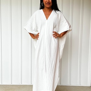 Off White and Cream Kaftan Dresses Luxury DP-2 ~ Double Gauze Kaftan Luxury, Beach Cover Up, Moroccan Caftan For Women, Spring Dress, Resort