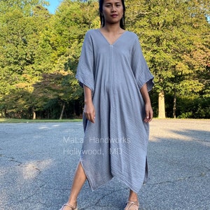 DS-25 Gray Midi kaftan One size plus Double gauze