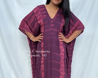 Purple Tie Dye Kaftan A-91   Best Gift For Her  Plus Size Party Wear  MALAHANDWORKS Caftan  Dress  Formal  Loose Dress  Lounge Dress
