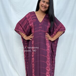 Purple Tie Dye Kaftan A-91  ~ Plus Size Caftan by MALAHANDWORKS, Beach Caftan For Women, Loose Dress, Beach Cover Up, Summer Vacation Dress
