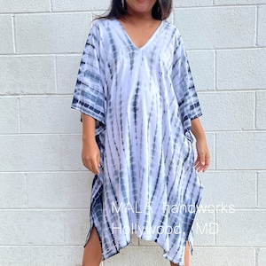 FR-2 Weiß mit Schwarz Midi Kaftan, Midi Kleid, Tunika Strandkleidung, Lounge Kleidung, Strandkleidung Tunika, Sommerkleidung, Resort Kleidung,Resort Kaftan