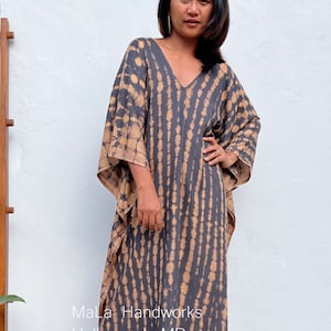 Gray with Brown Tie Dye Kaftan A-36 ~ Plus Size Caftan Dress For Women In Moroccan Style ~ Beach Kaftan Luxury Mumu Dress For Women